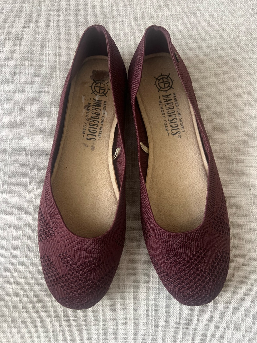 Harborsides Burgundy Knit Ballet Flats, women’s 8, office casual, dressy cushion